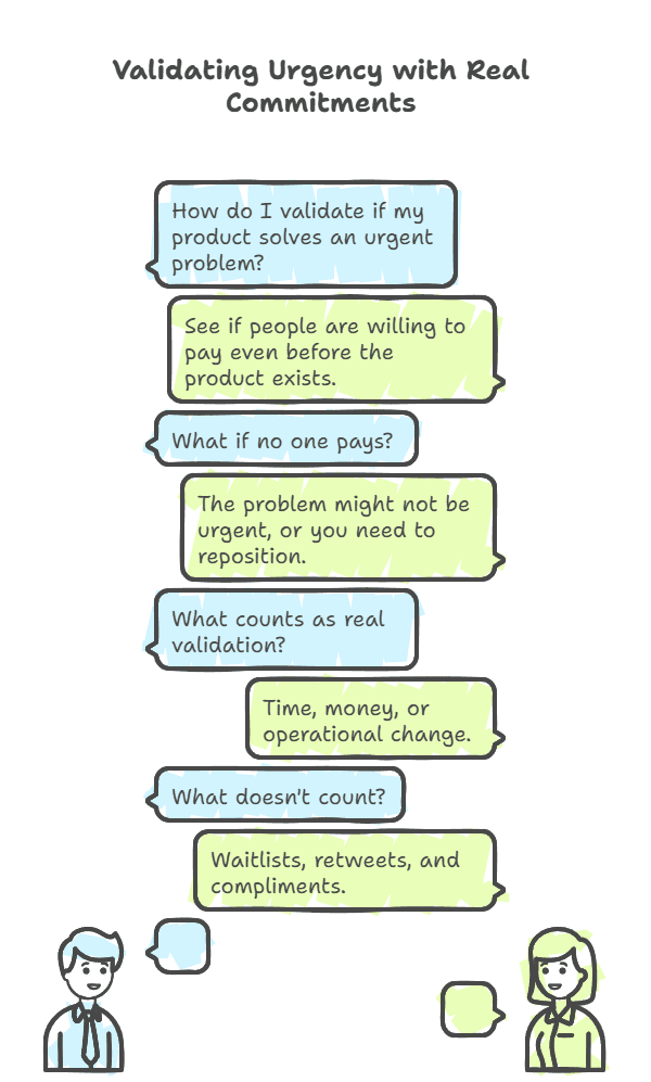 Validate urgency with real commiments